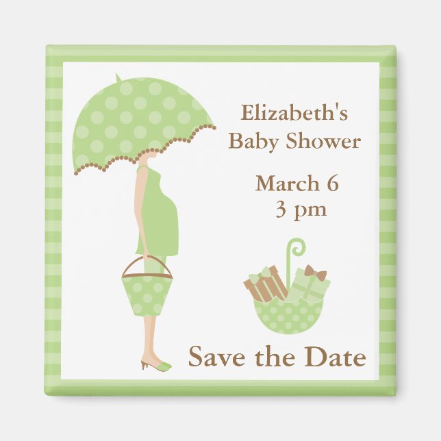 Green Mum to be with Umbrella Magnet (Front)