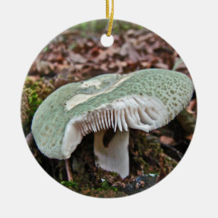 Green Mushroom - Russula crusosa Ceramic Ornament