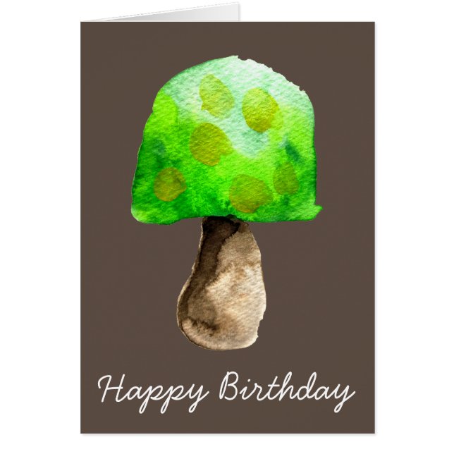 Green Mushroom watercolor cute fungi (Front)