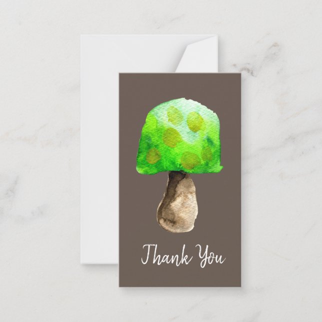 Green Mushroom watercolor cute fungi Card (Front)