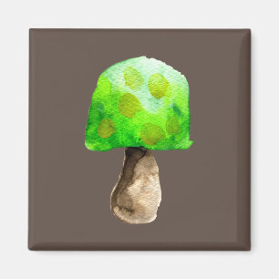 Green Mushroom watercolor cute fungi Magnet
