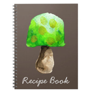 Green Mushroom watercolor cute fungi Notebook