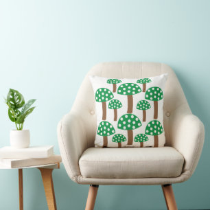 Green Mushrooms Pattern Cushion