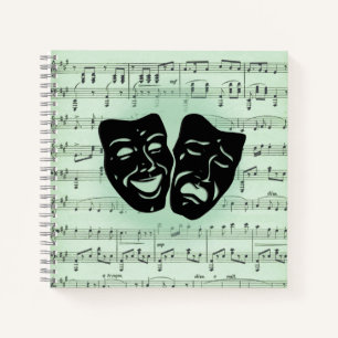 Green Music and Theater Greek Masks Notebook