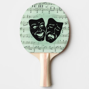 Green Music and Theater Greek Masks Ping Pong Paddle