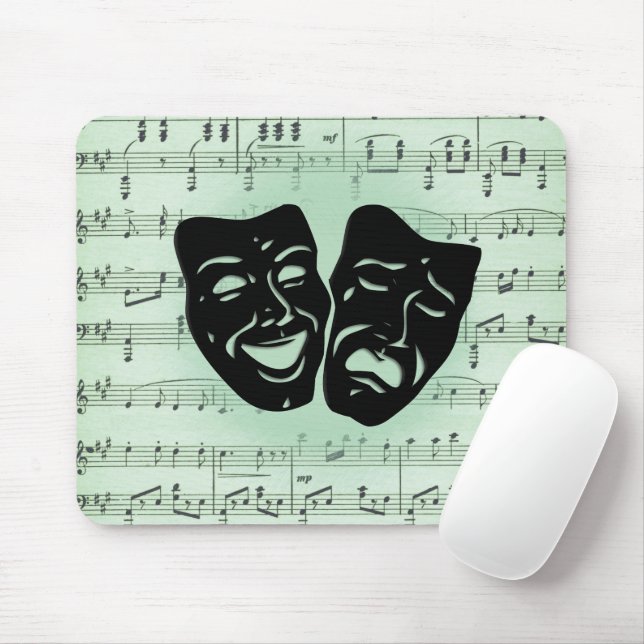 Green Music and Theater Greek Masks Tote Bag Mouse Pad (With Mouse)