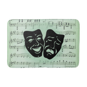 Green Music and Theatre Greek Masks Bath Mat