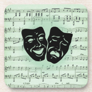 Green Music and Theatre Greek Masks Coaster