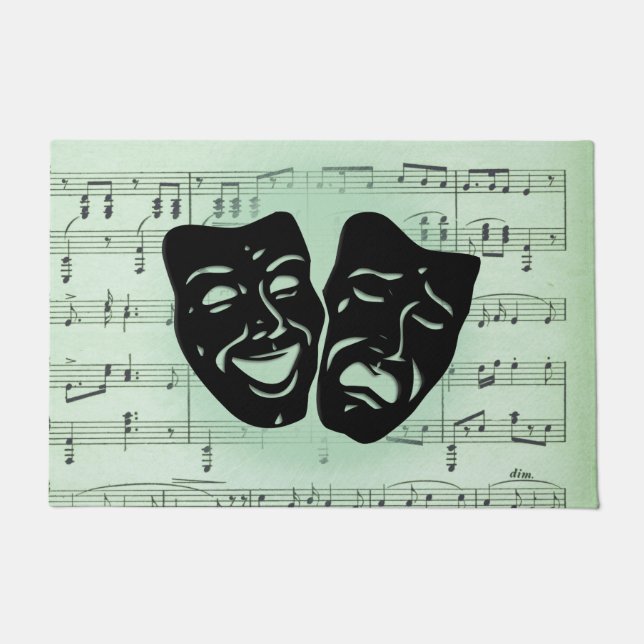 Green Music and Theatre Greek Masks Doormat (Front)