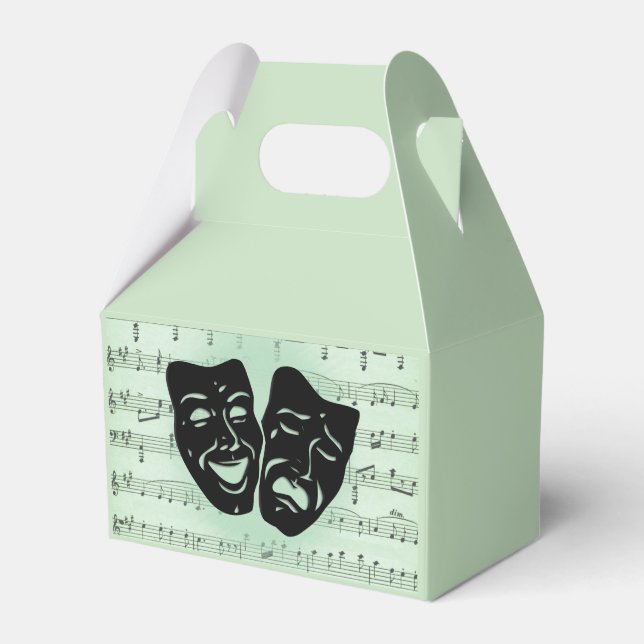 Green Music and Theatre Greek Masks Favour Box (Front Side)