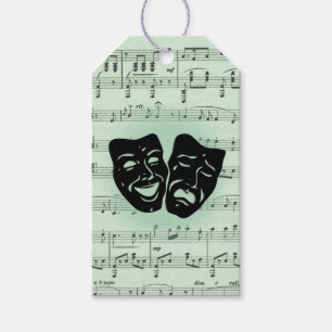 Green Music and Theatre Greek Masks Gift Tags