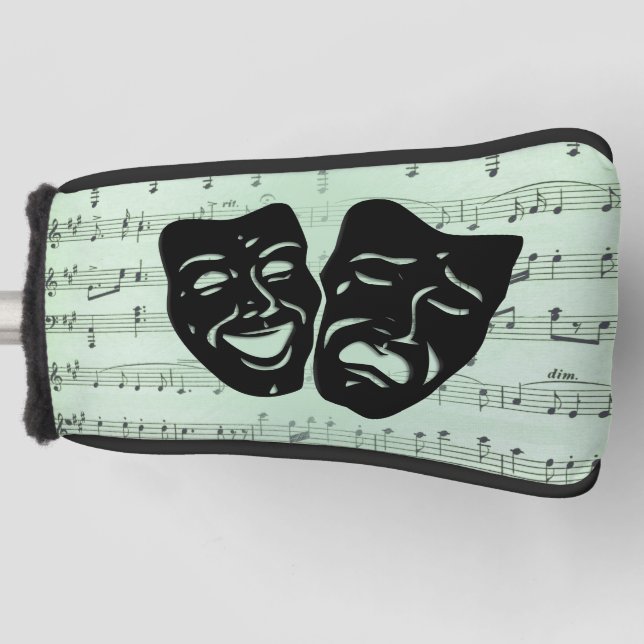 Green Music and Theatre Greek Masks Golf Head Cover (Front)