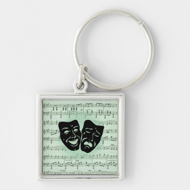 Green Music and Theatre Greek Masks Key Ring (Front)