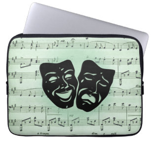 Green Music and Theatre Greek Masks Laptop Sleeve