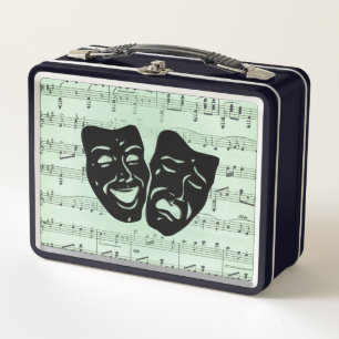 Green Music and Theatre Greek Masks Metal Lunch Box