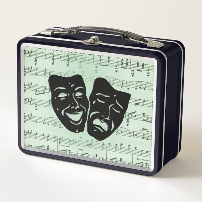 Green Music and Theatre Greek Masks Metal Lunch Box (Front)