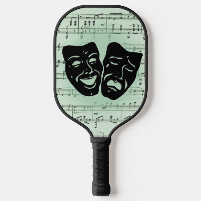 Green Music and Theatre Greek Masks Pickleball Paddle (Front)