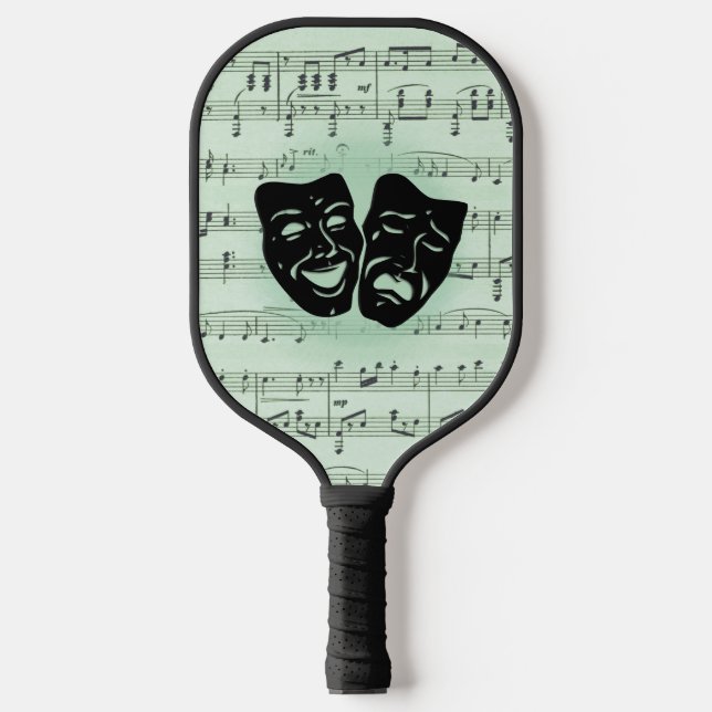 Green Music and Theatre Greek Masks Pickleball Paddle (Front)