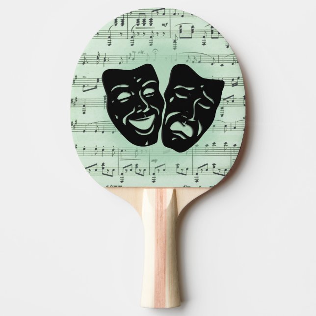 Green Music and Theatre Greek Masks Ping Pong Paddle (Front)