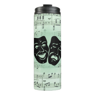 Green Music and Theatre Greek Masks Thermal Tumbler
