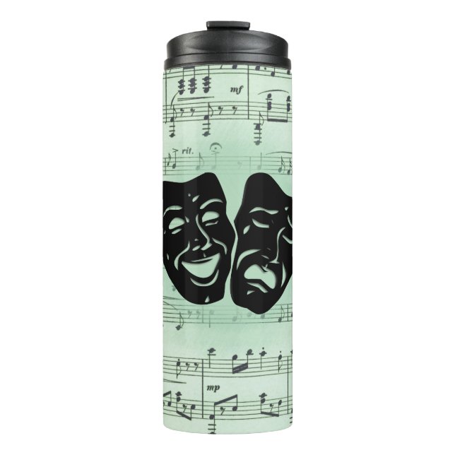 Green Music and Theatre Greek Masks Thermal Tumbler (Front)