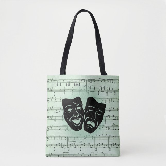 Green Music and Theatre Greek Masks Tote Bag (Front)