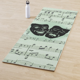 Green Music and Theatre Greek Masks Yoga Mat