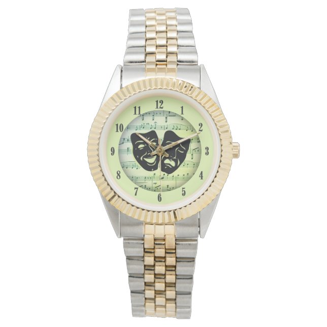 Green Music and Theatre Masks Watch (Front)