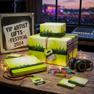 Green Music Festival Silhouette Concert Crowd Wrapping Paper