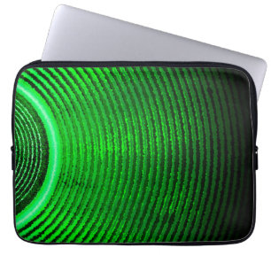 Green music speaker and sound waves laptop sleeve