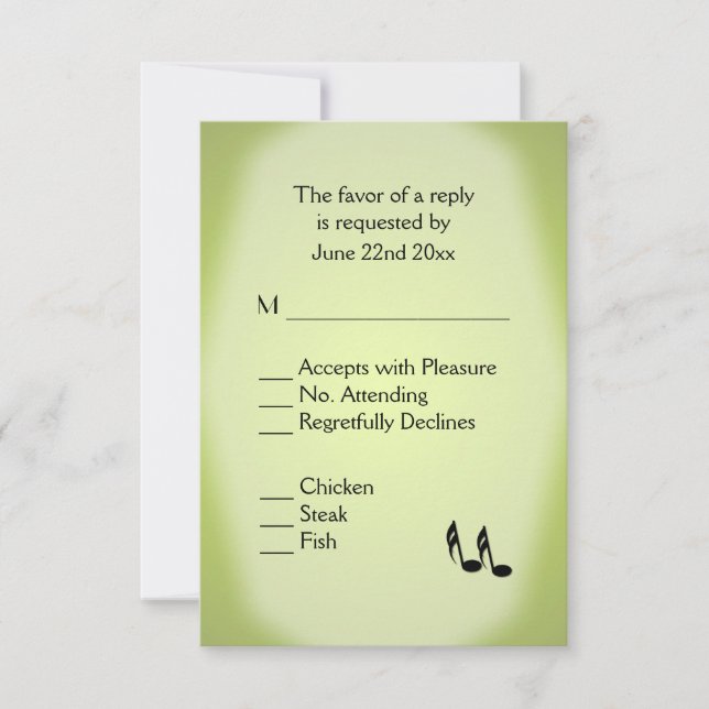 Green Music Wedding Menu Choice (Front)