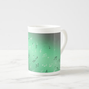 Green Musical Notes in the Moonlight  Bone China Mug