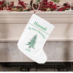 Green My First Christmas Pagoda Large Christmas Stocking