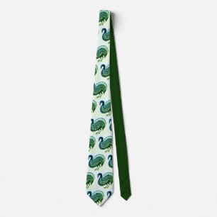 Green Mycenaean Greek Inspired Bird Neck Tie