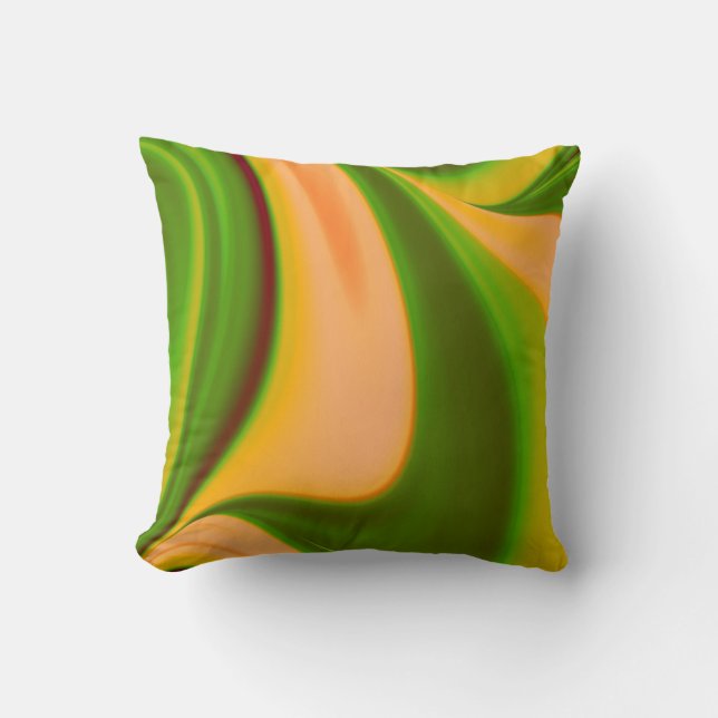 Green n Yellow Swirl Fractal American Mojo Pillow (Front)
