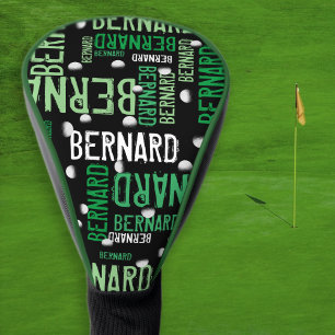 Green Names and Golf Balls printed on Black Head Cover