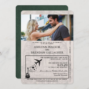 Green Nashville Passport Wedding Invitation