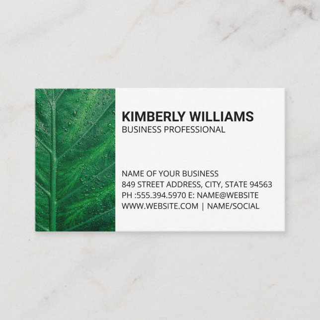 Green Natural Leaf  Business Card (Front)