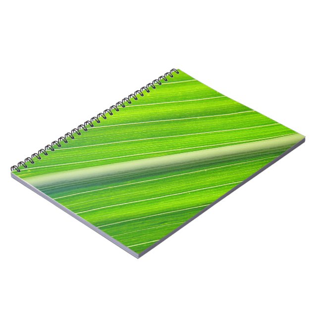 Green natural striped pattern notebook (Left Side)