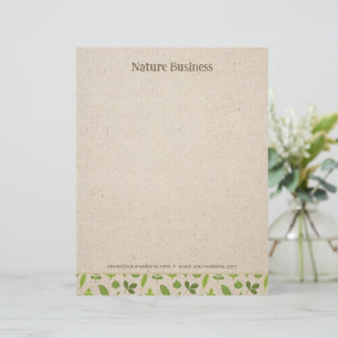 Green Nature Border on Kraft Paper Letterhead
