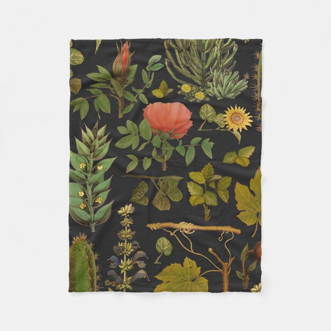 Green Nature Cactus Fleece Blanket (Front)