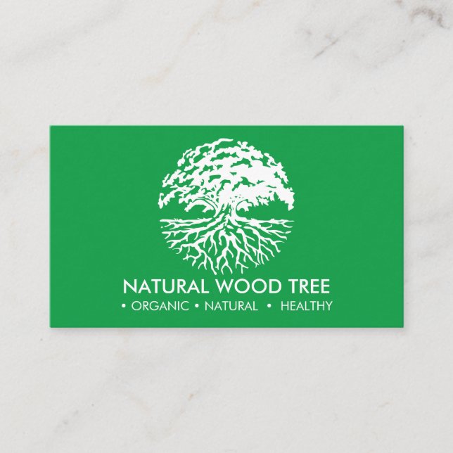 Green nature Forest tree Business Card (Front)