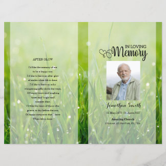 Green nature Funeral Program template
