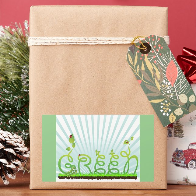 Green Nature Typography Eco-Friendly Rectangular Sticker (Creator Uploaded)