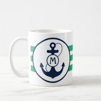 Green Nautical Anchor Coffee Mug