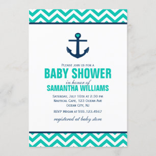 Green Nautical Baby Shower Invitation