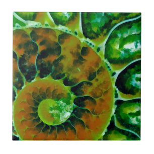 Green Nautilus Ceramic Tile