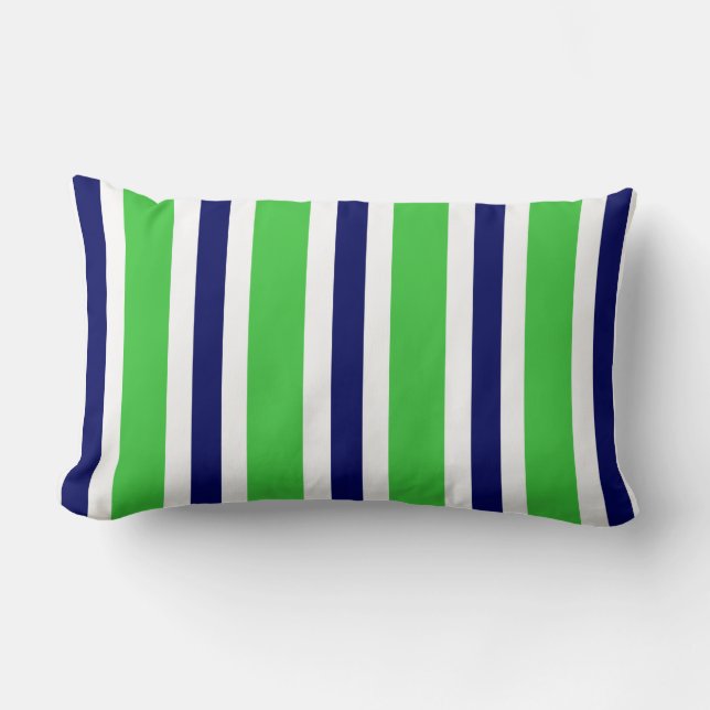 Green Navy Blue & White Stripe Pillow Gift (Front)