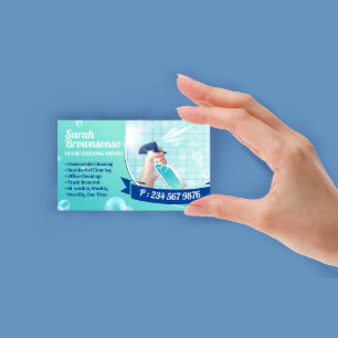Green Navy Cleaning Wash Spray Maid Business Card