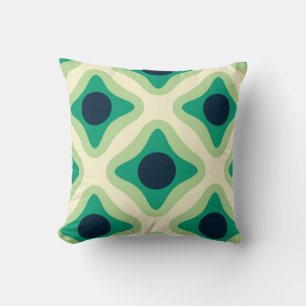 Green & Navy Geometric Patter Throw Pillow